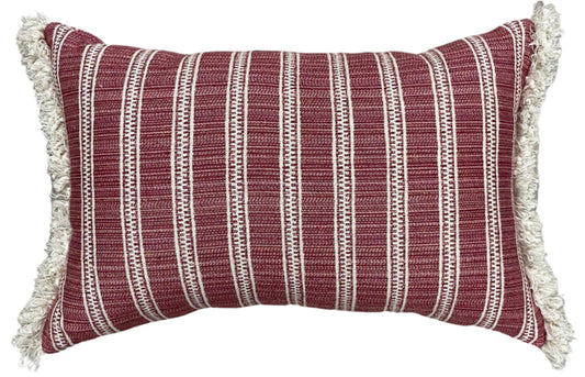 Penny Morrison Ticking Stripe Red Lumbar Pillow